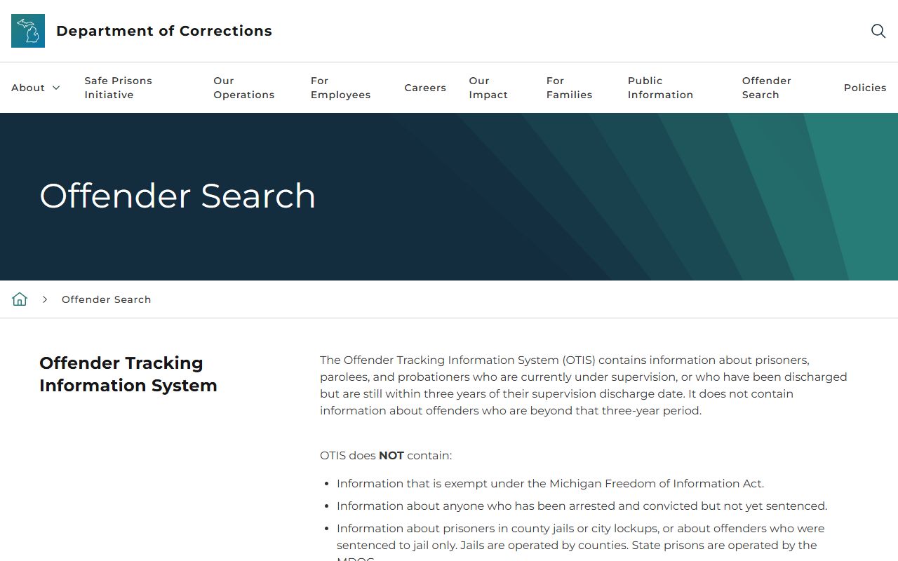 Michigan OTIS lookup for Antrim County charge and criminal records