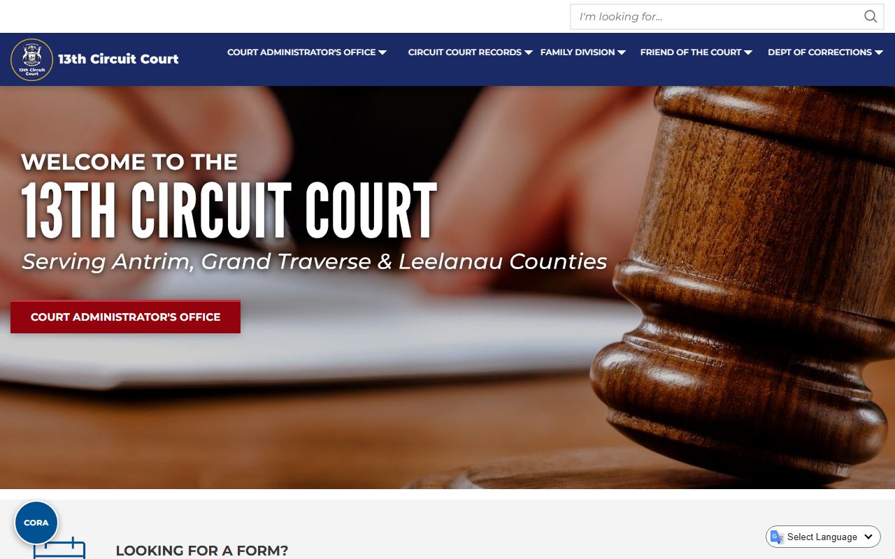 Antrim County 13th Circuit Court page for court records access