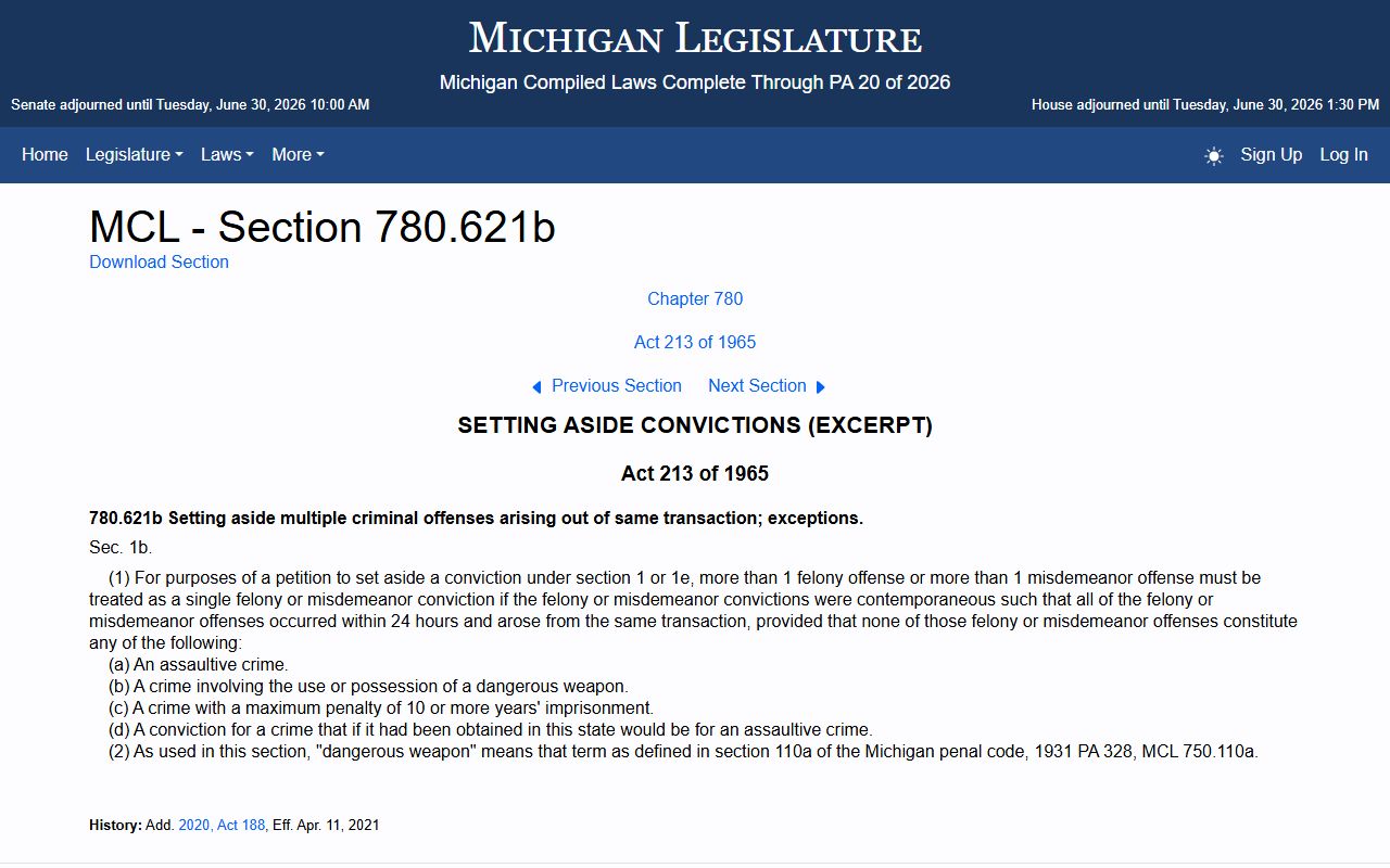 Michigan marijuana set-aside statute affecting Antrim County criminal court records