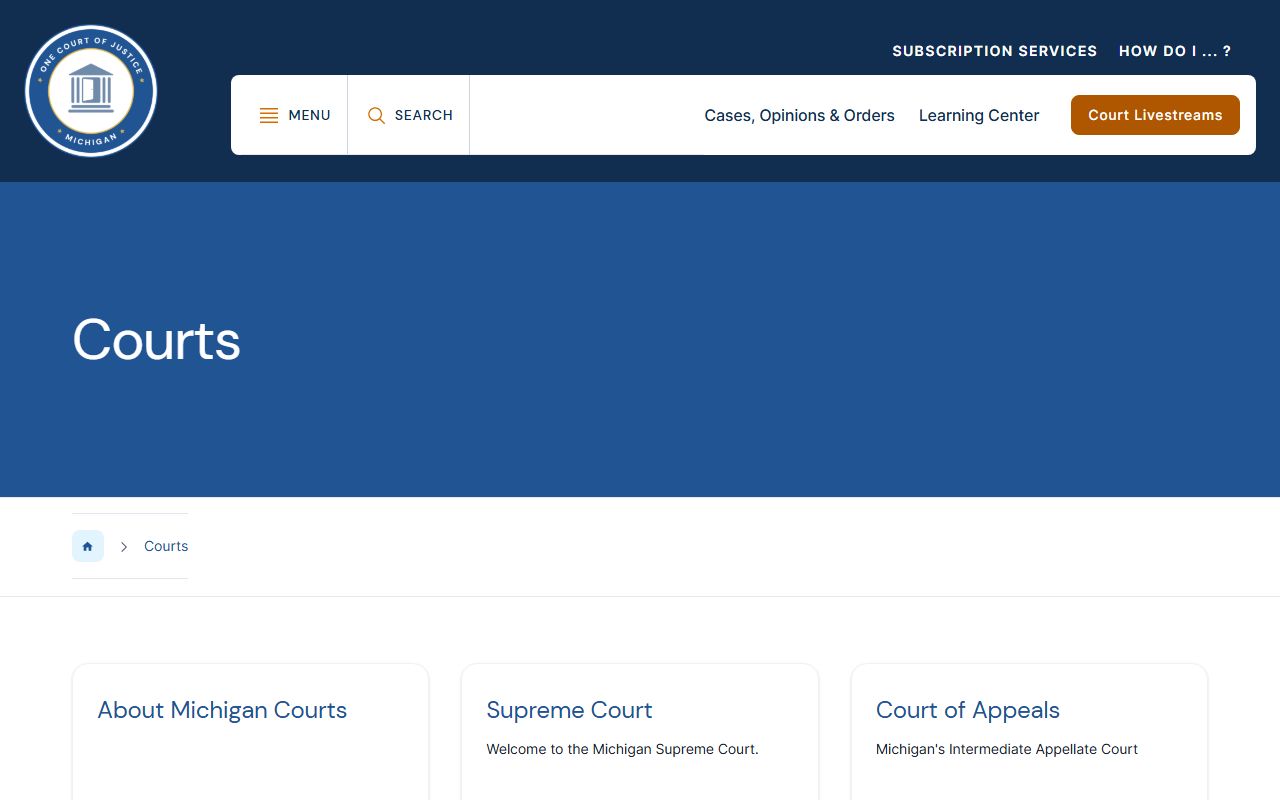 Antrim County courts sit within the Michigan judiciary overview page