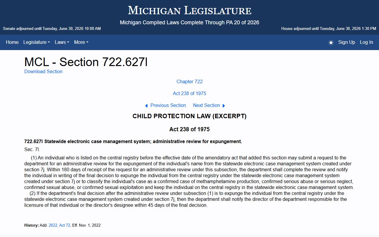 Michigan child protective confidentiality statute affecting Antrim County probate records