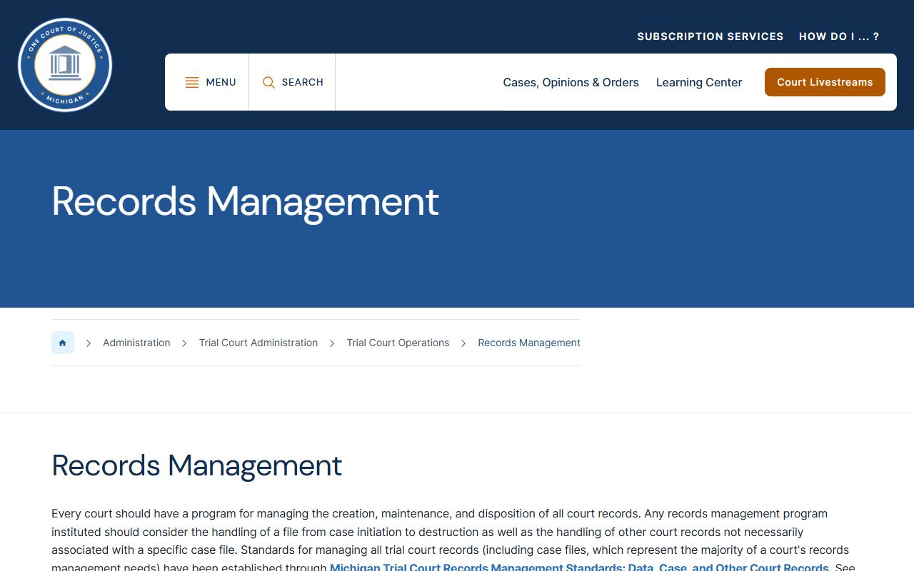 Antrim County traffic court records access rules on the Michigan records management page